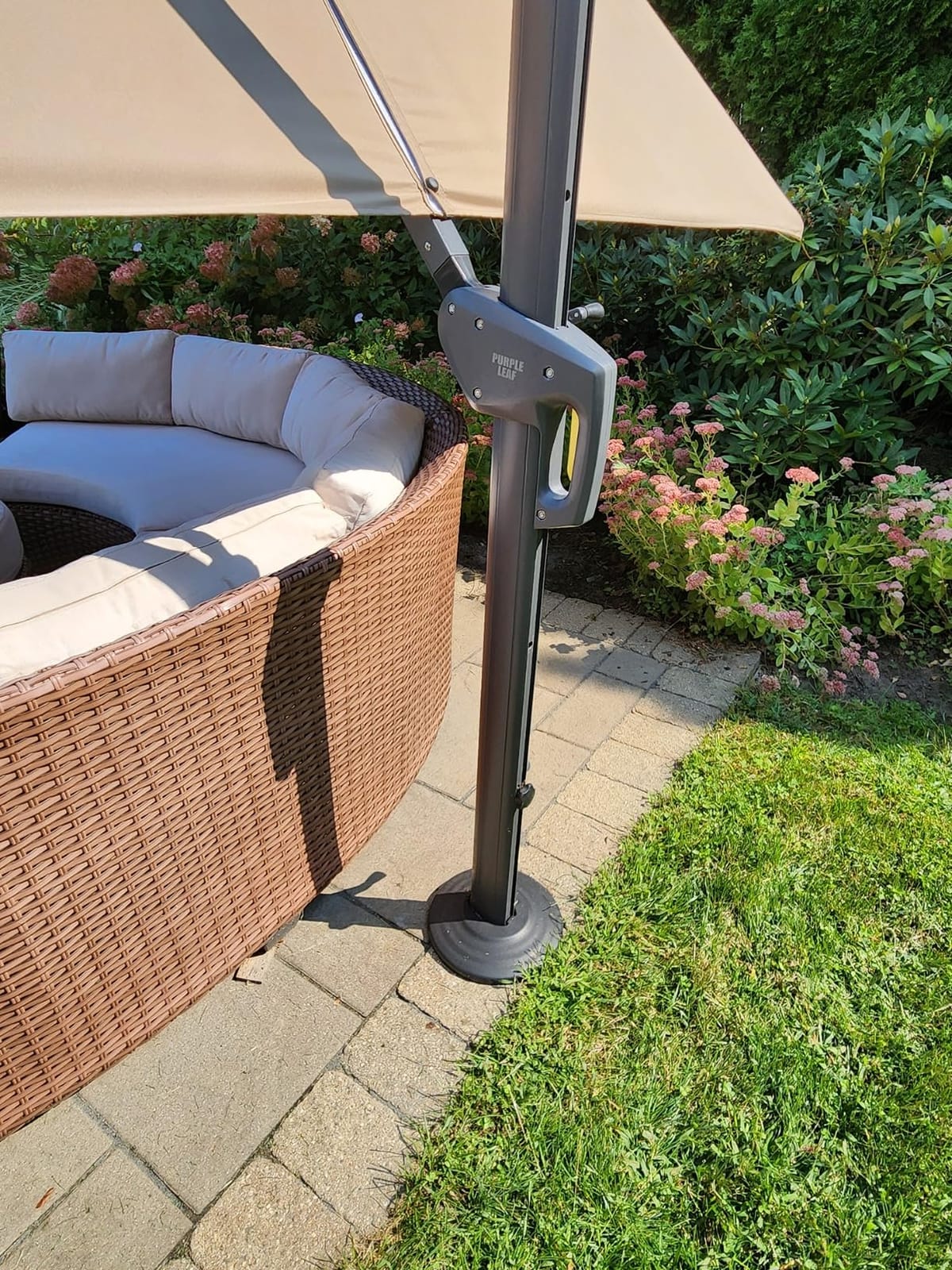 PURPLE LEAF Cantilever Umbrella 12FT Heavy Duty Umbrella Double Top Taupe customer photo 1