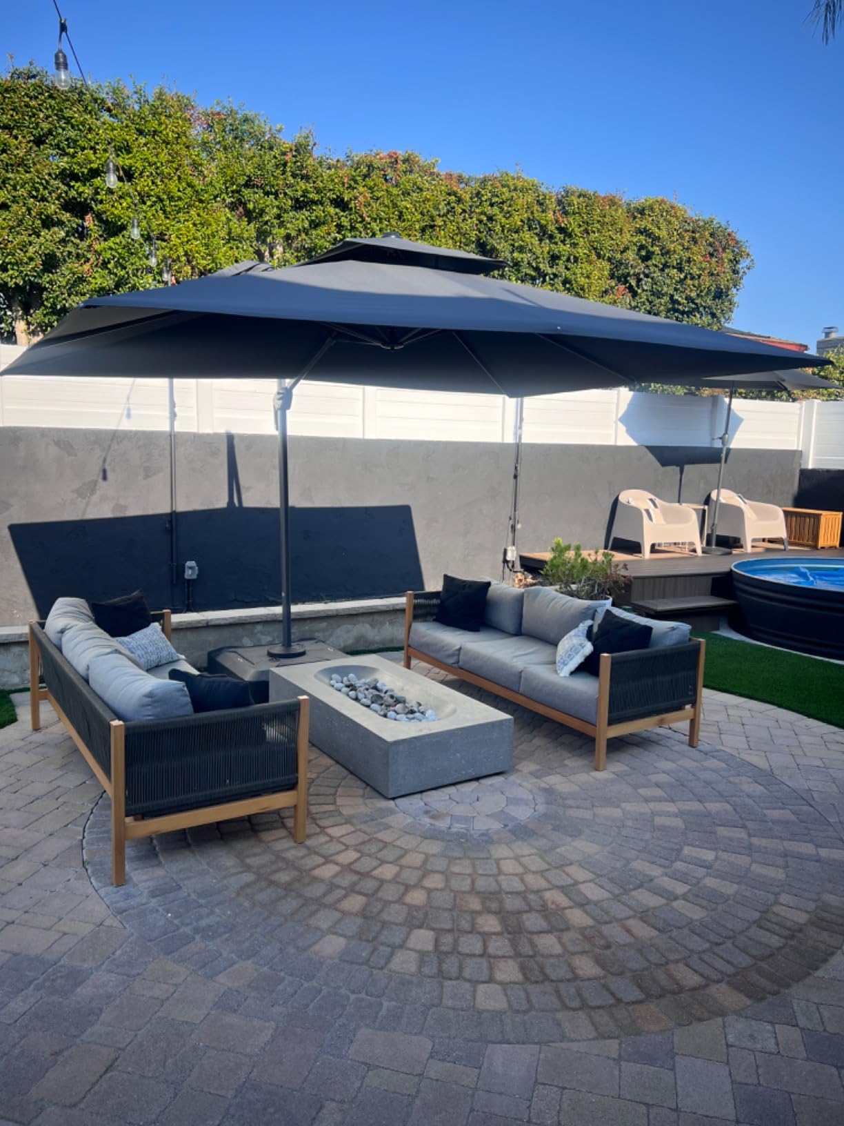 PURPLE LEAF Cantilever Umbrella 12FT Heavy Duty Umbrella Double Top Taupe customer photo 2
