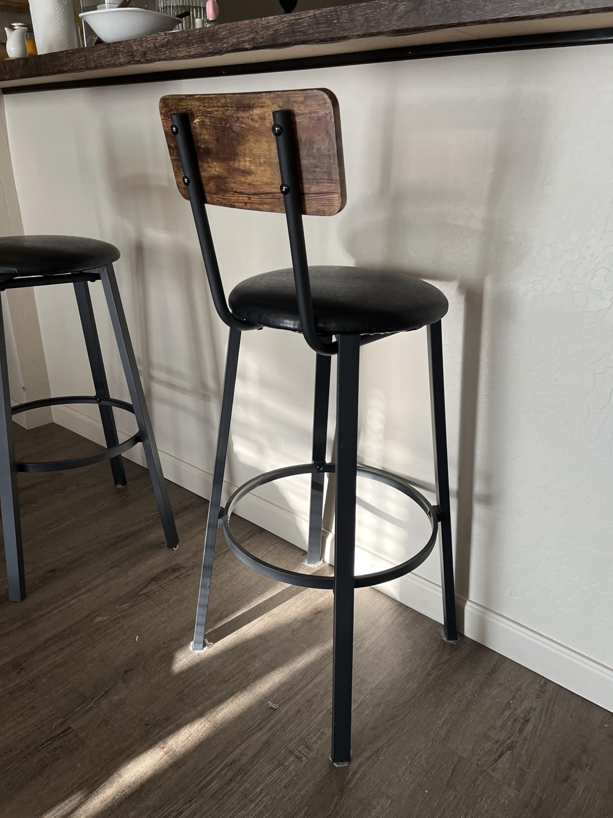VASAGLE Bar Stools Set of 2, 29.7 Inches Tall, with Back, Steel Frame customer photo 1