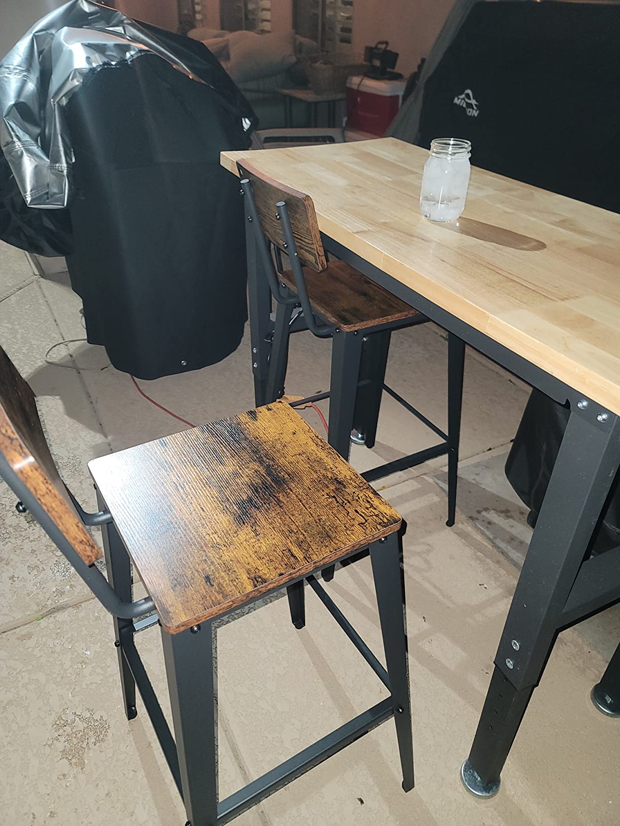VASAGLE Bar Stools Set of 2, 29.7 Inches Tall, with Back, Steel Frame customer photo 2
