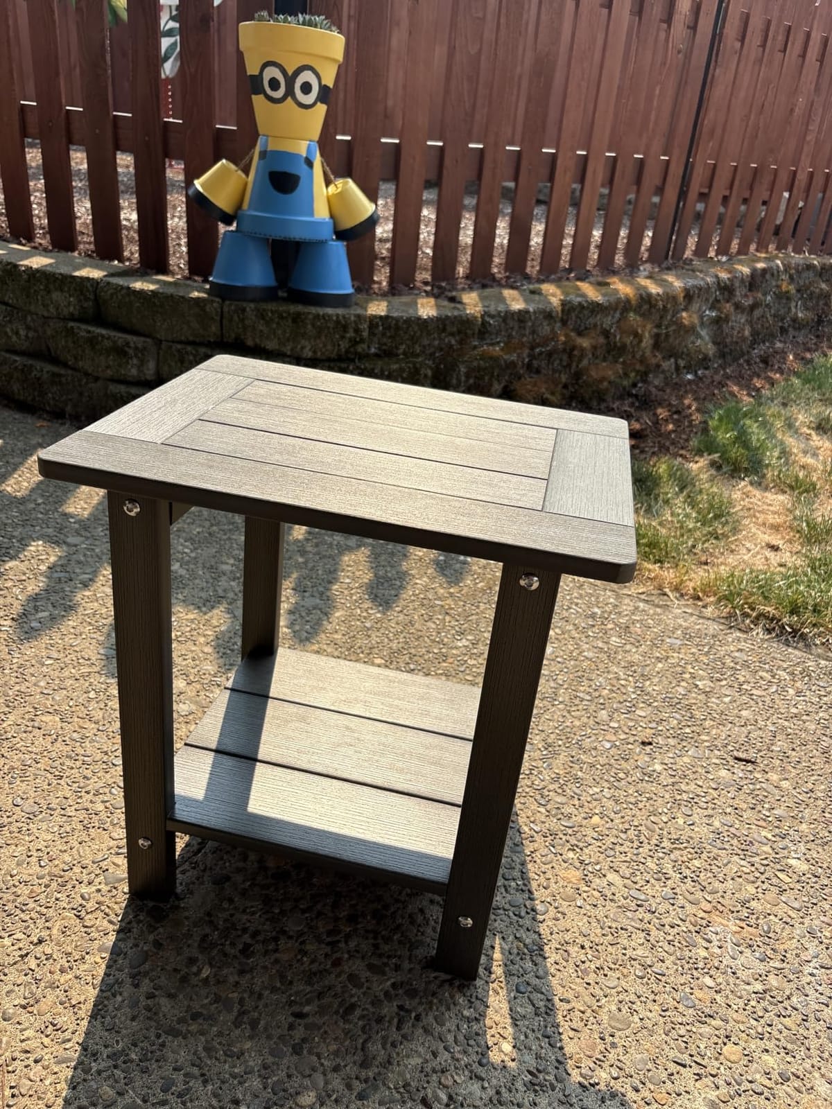 Meluvici Double Adirondack Side Table Weather Resistant, Outdoor Rectangular End Table for Adirondack Chair, Black with Wood Grain customer photo 1