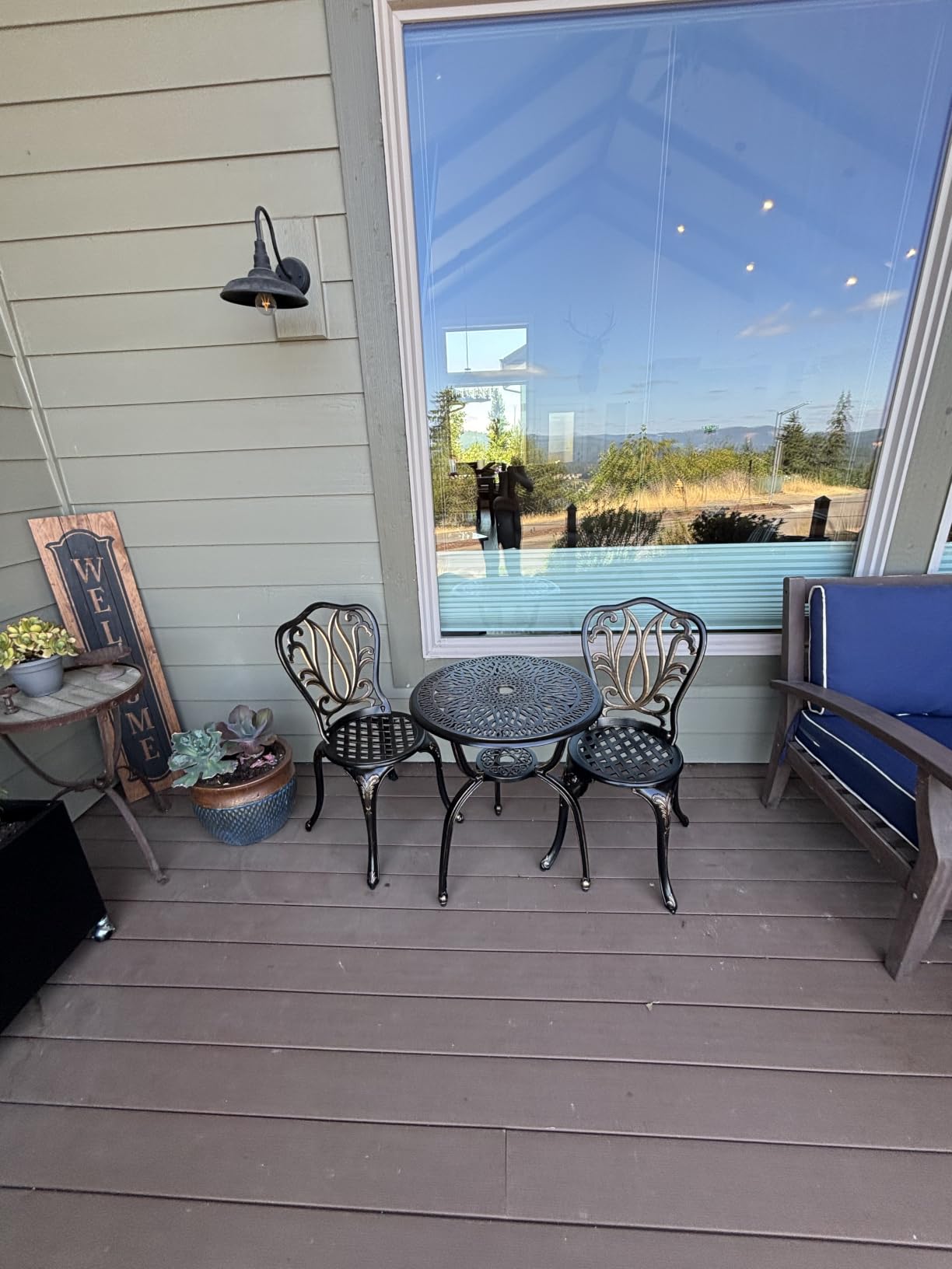 3 Piece Bistro Set,Outdoor Patio Set,Anti-Rust Cast Aluminum Bistro Table Set for Park Yard Front Porch Furniture(New Brown)… customer photo 2