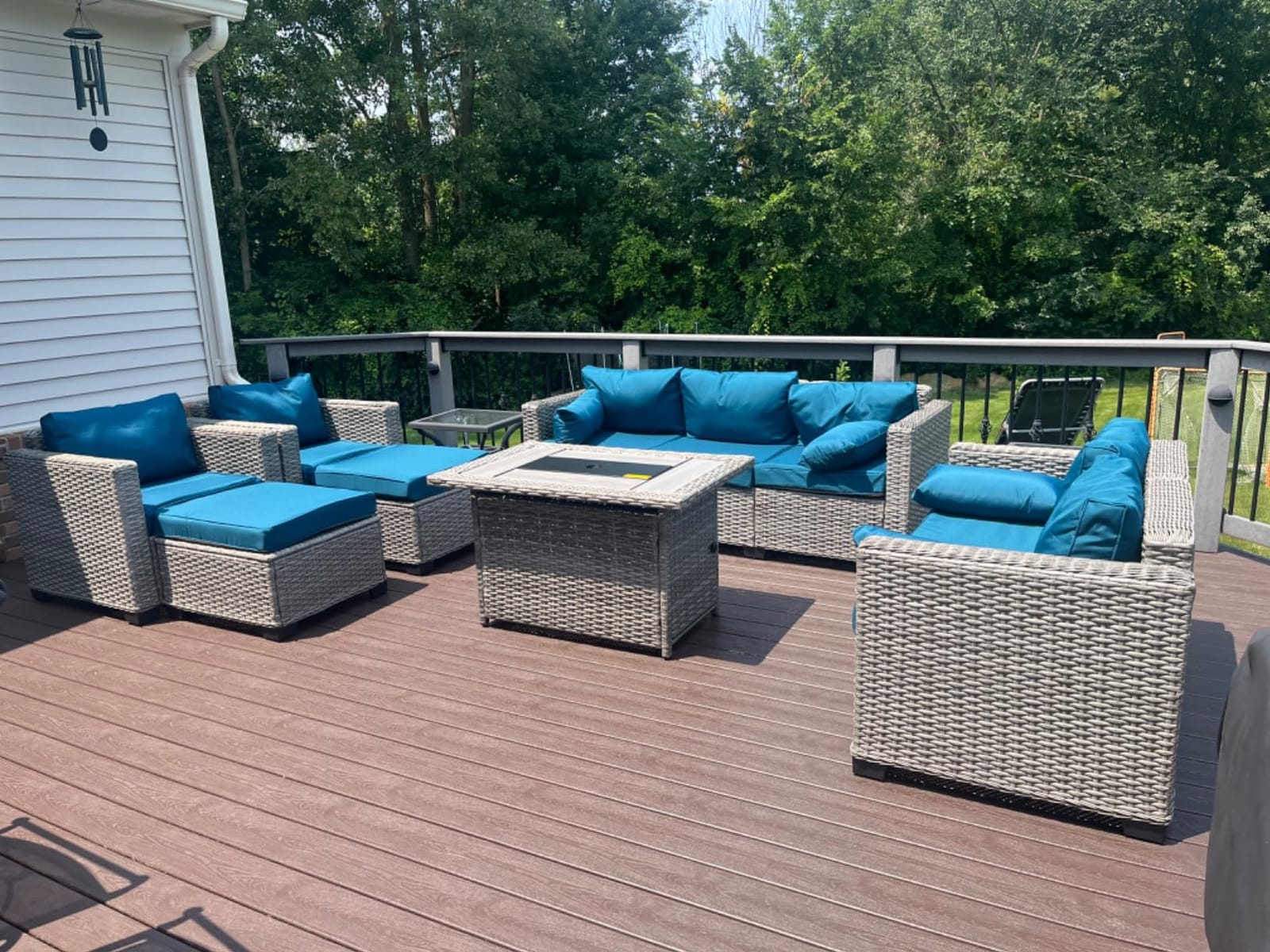 Rattaner 7-Piece Outdoor Furniture Sets Patio Furniture Set with 45-inch Fire Pit Patio Couch Outdoor Chairs 60000 BTU Propane Fire Pit Table with Non-Slip Cushions Waterproof Covers, Light Grey customer photo 1