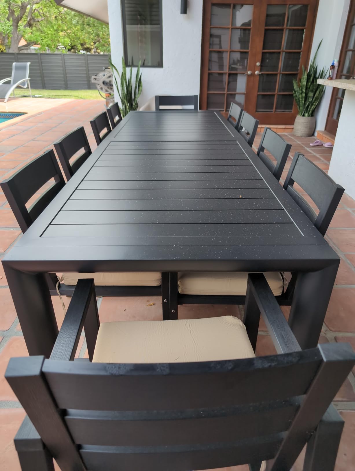 PURPLE LEAF Patio Dining Table for 10, All Aluminum Frame Height Adjustable customer photo 1