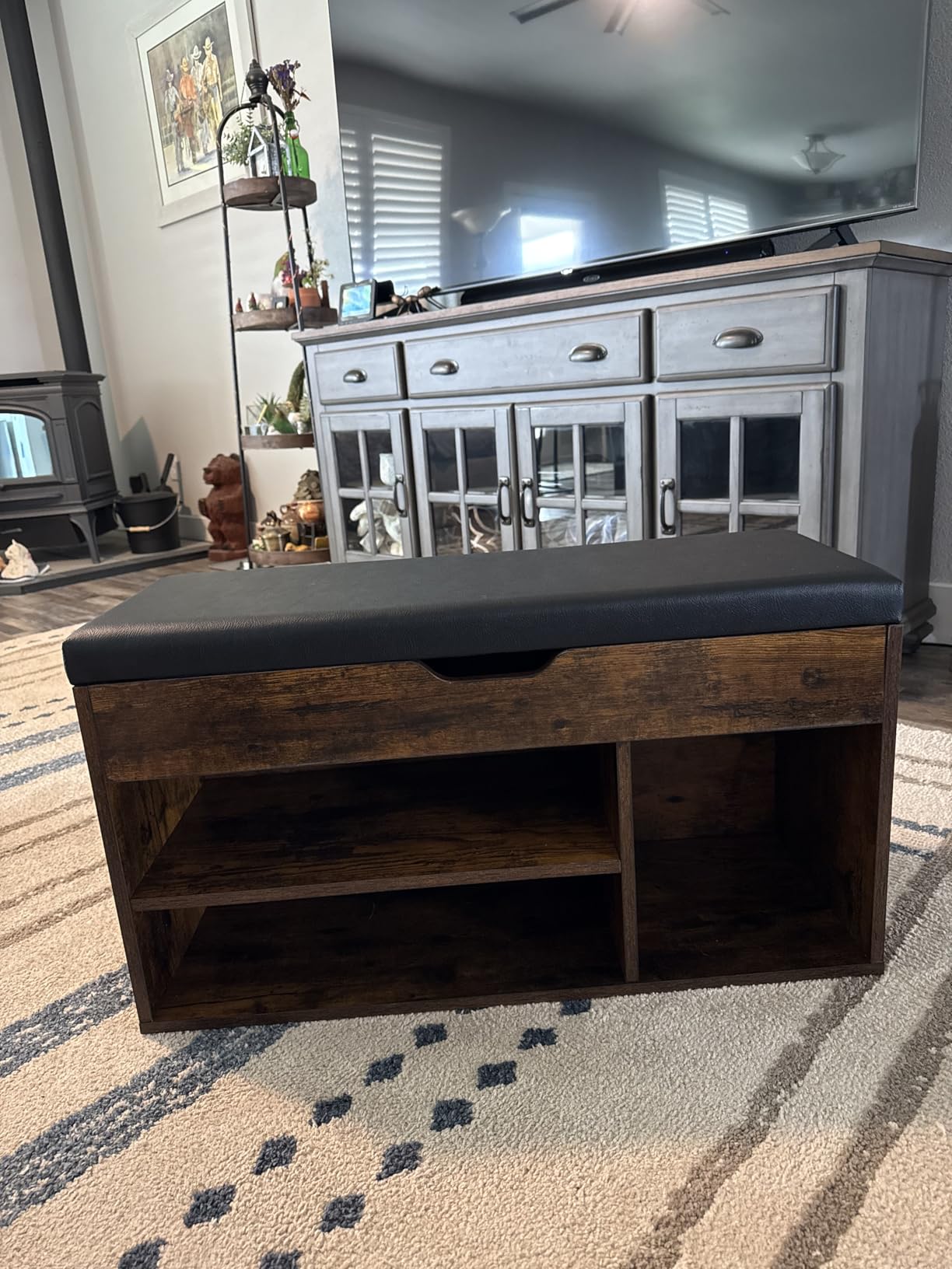 VASAGLE Storage Bench with Cushion, Shoe Bench,11.8 x 31.5 x 17.3 Inches customer photo 2