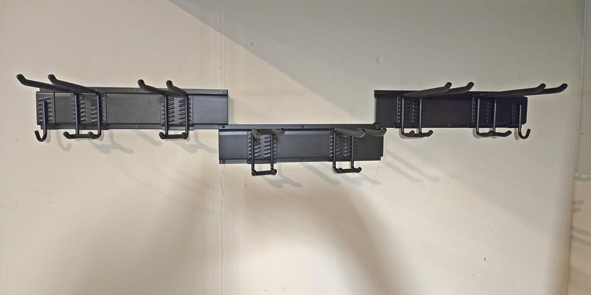 Sttoraboks Garage Tool Storage Rack, Heavy Duty Garage Storage Organizer Rack System Wall Mounted Tool with 12 double hooks, 4 rails Garden Tool Rack customer photo 1
