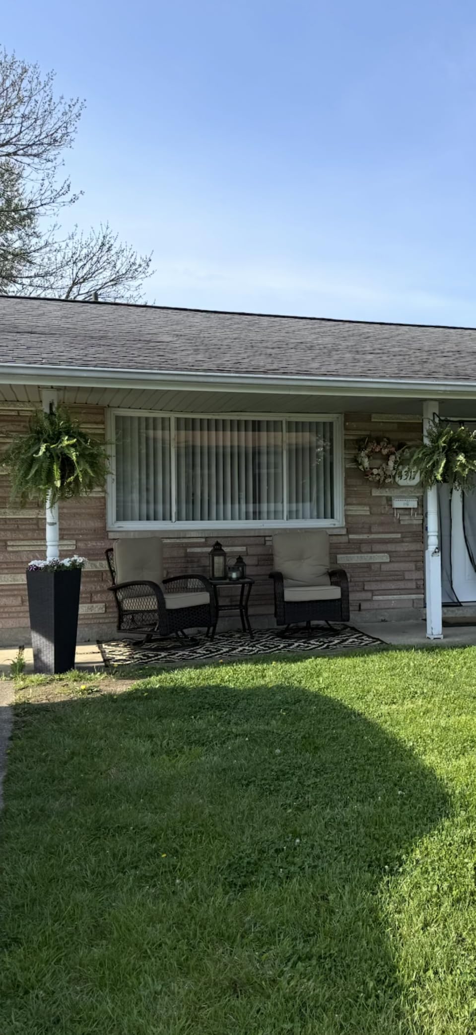 Patio Furniture Set 3 Pieces, Outdoor Swivel Glider Rocker Bistro Set, Blue customer photo 2