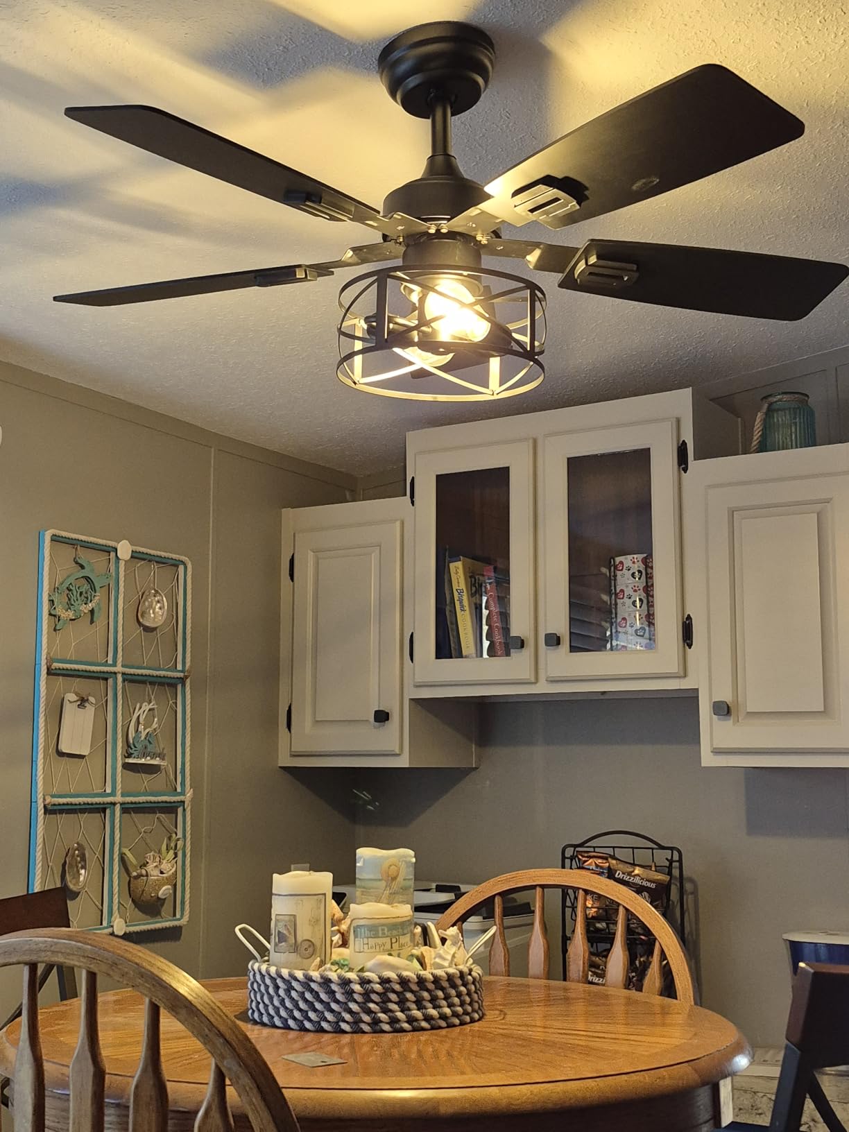 Amico 5-Light Dining Room Light Fixture, Seeded Glass Island Chandelier customer photo 1