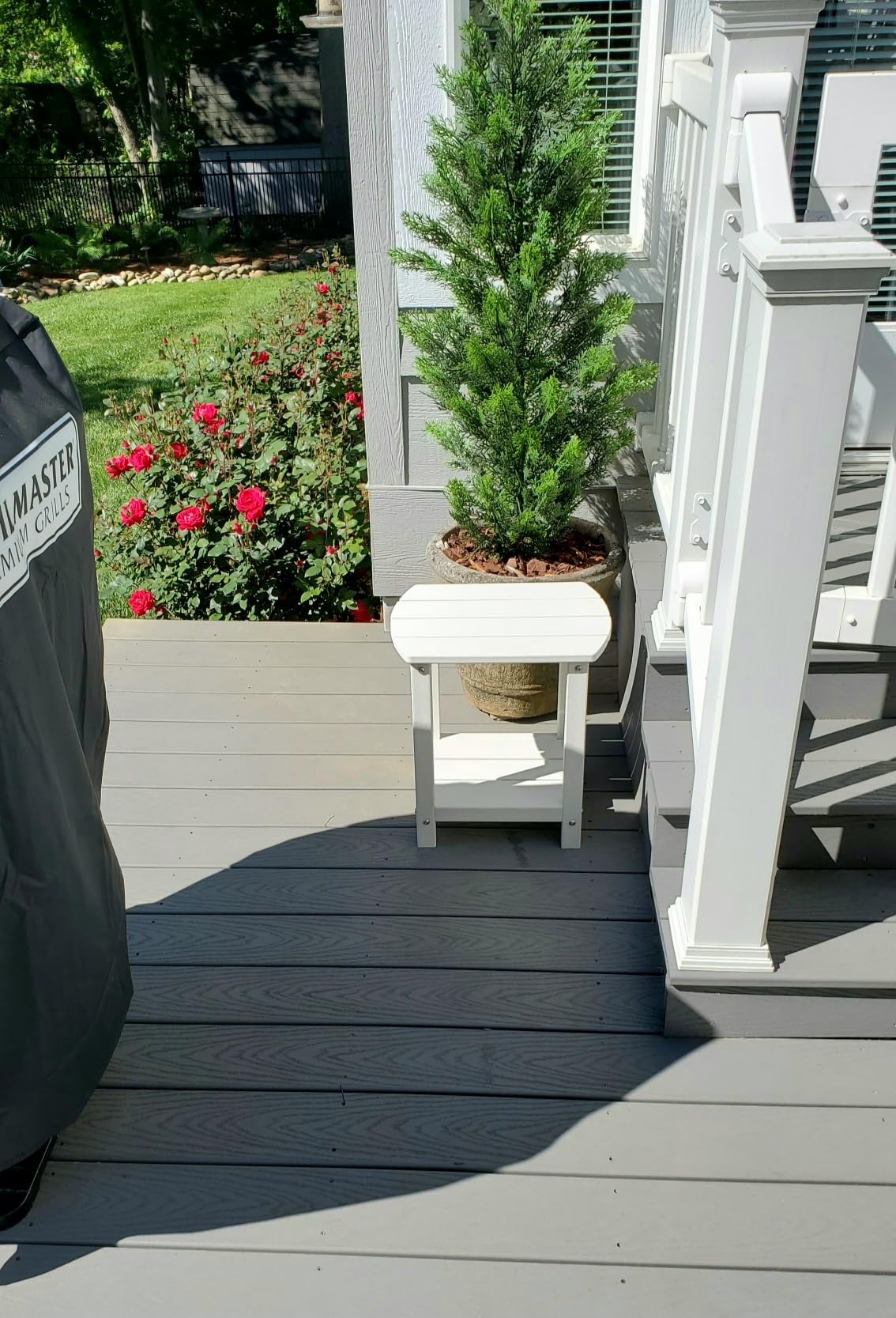 Adirondack Square Outdoor Side Table,2-Tier Storage Patio Side Table, HDPE End Tables for Backyard Pool Porch Garden Lawn customer photo 2