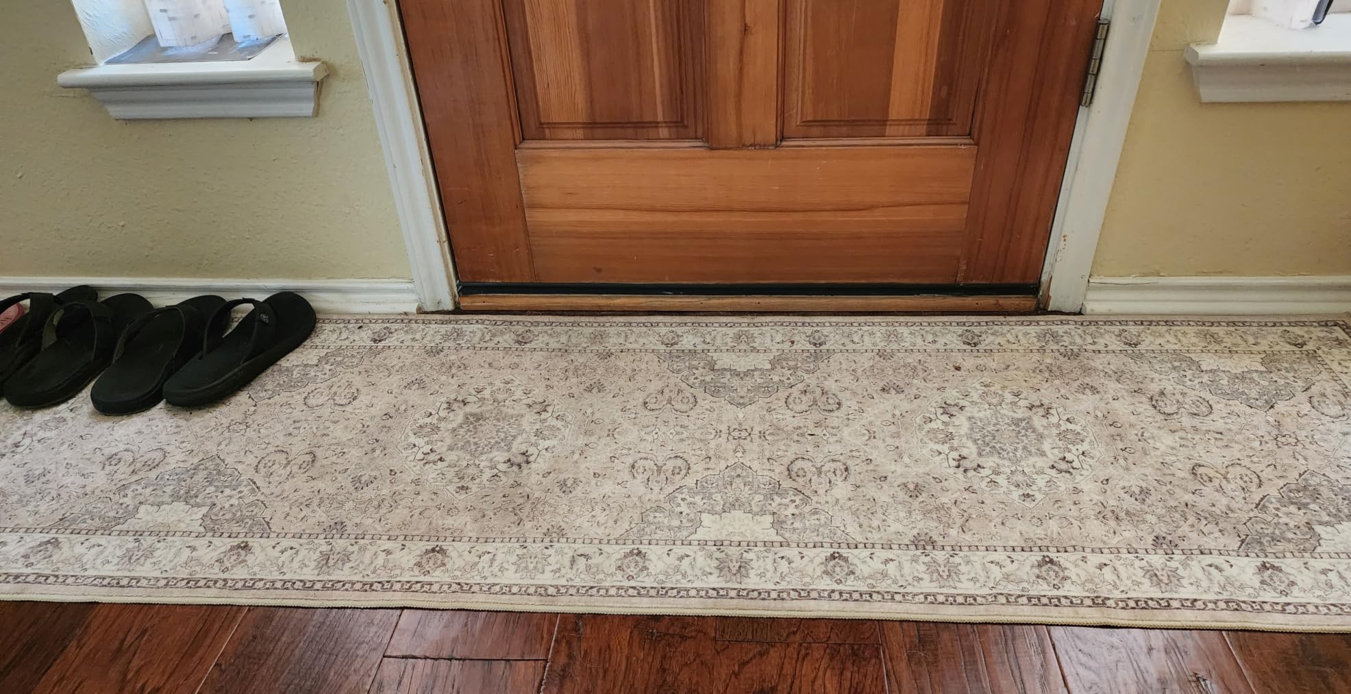Hallway Washable Runner Rug - 2'6x14 Kitchen Rugs Entryway Rug Runner Vintage Soft Floor Mat Non Slip Indoor Farmhouse Carpet for Bathroom Living Room Bedroom (2'6''x14', Beige) customer photo 1