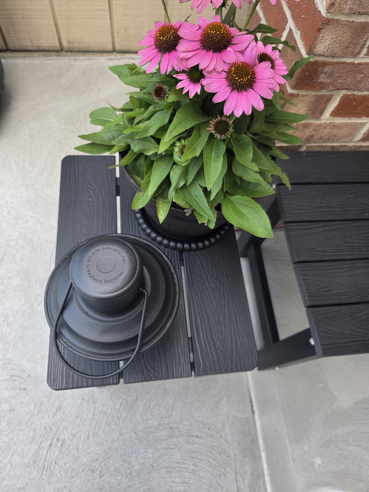 LUE BONA Small Outdoor Side Table, HDPS Adirondack Table for Patio, Black customer photo 2