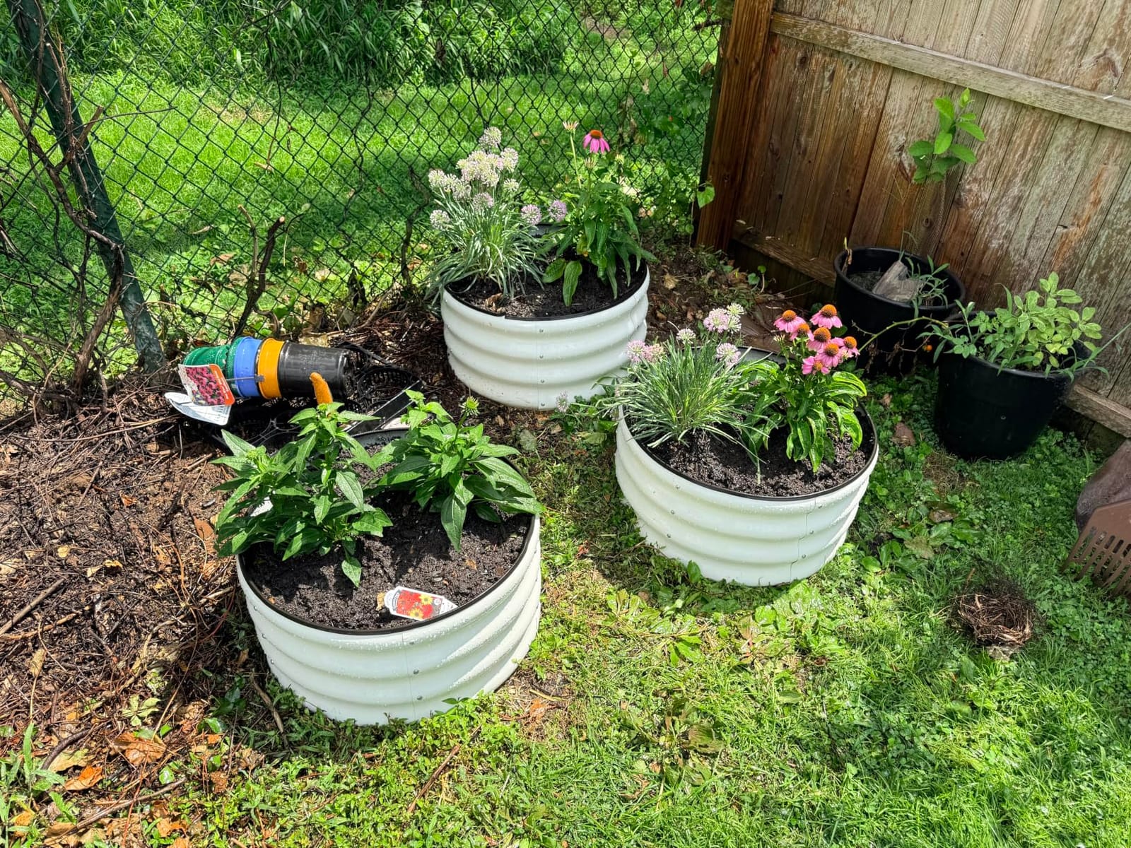 SnugNiture 3 Pcs 2x2x1ft Round Galvanized Raised Garden Bed Kit Outdoor, Metal Planter Box for Planting Plants Vegetables, White customer photo 1
