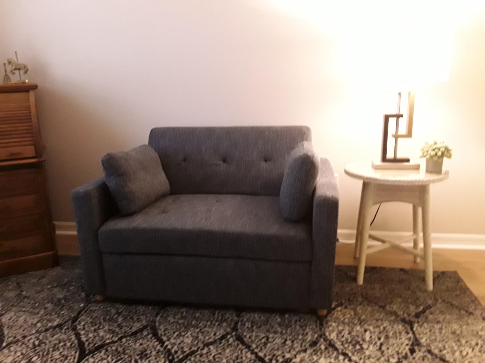 SEJOV Loveseat Sleeper, 3-in-1 Convertible Sofa Bed Pull Out, Brown Gray customer photo 2