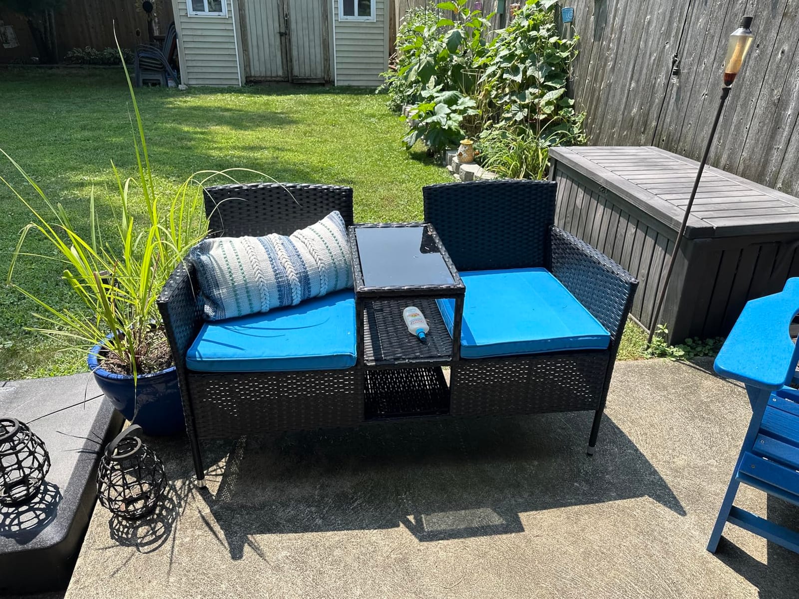 Flamaker Outdoor Furniture Patio Loveseat Wicker 2-Seat Porch Chairs Beige customer photo 2