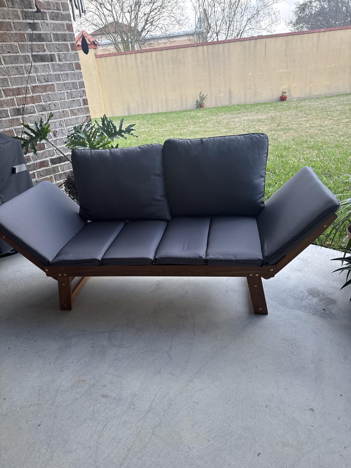 Devoko Outdoor Couch Acacia Wood Outdoor Sofa Balcony Furniture (Grey) customer photo 2