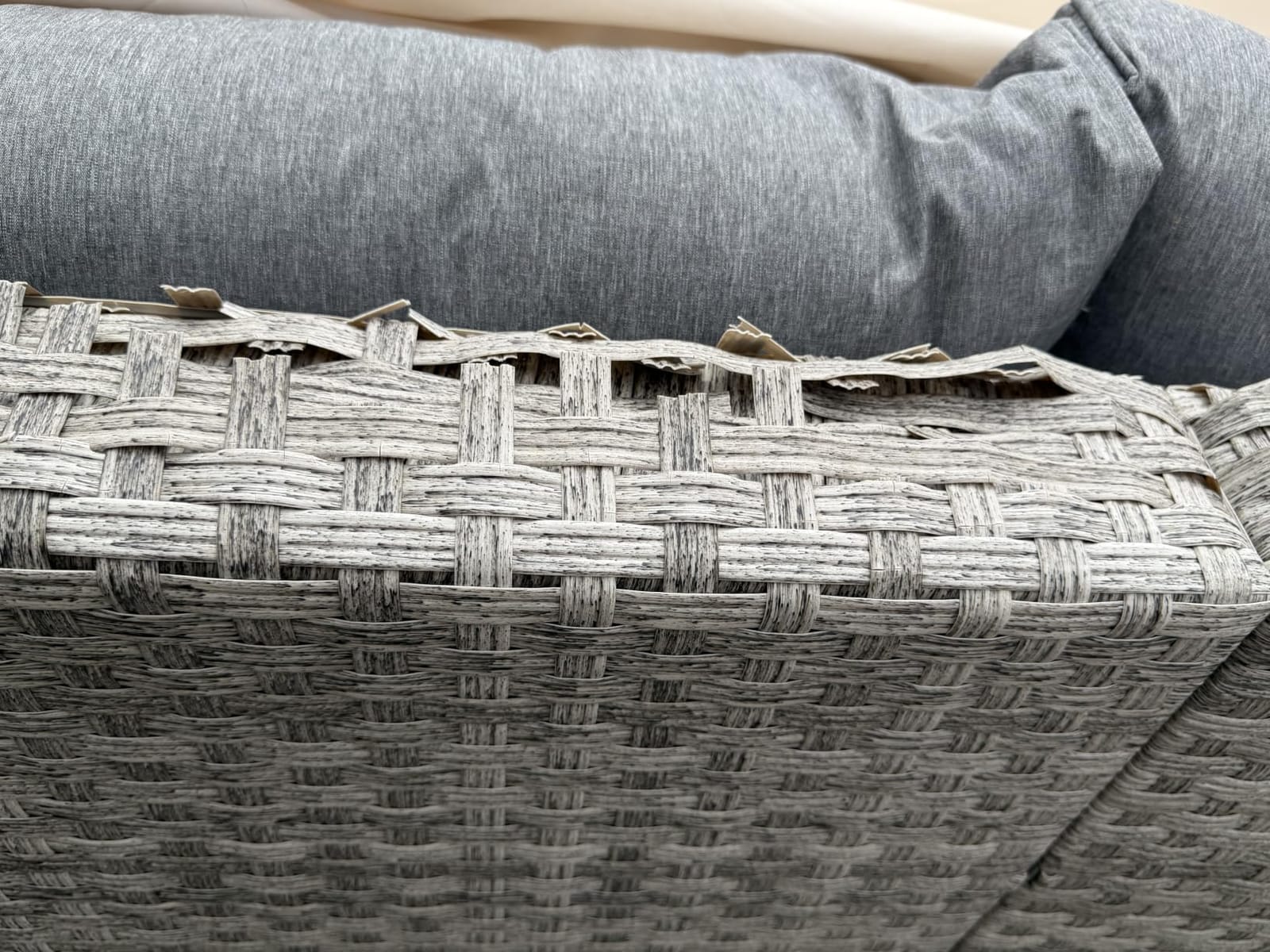WAROOM Patio Furniture Set 6 Piece PE Rattan Outdoor Conversation Sets Grey Wicker Couch Sectional Sofa with Fire Pit Table and Grey Cushion customer photo 1