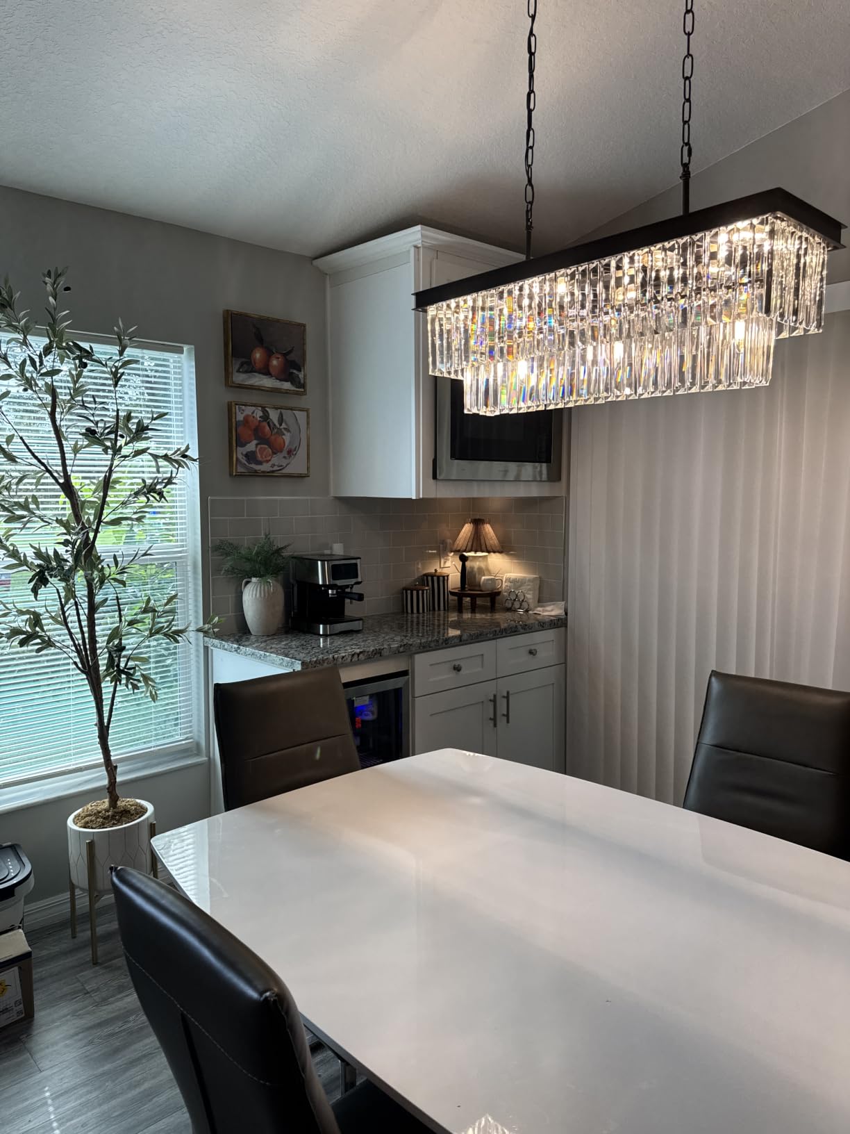 Weesalife Black Crystal Chandeliers for Dining Room,15-Lights L40 Inch customer photo 1