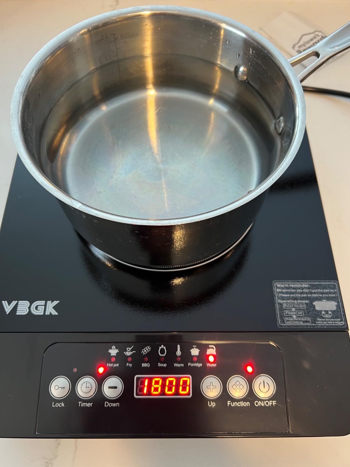 VBGK Single Burner Induction Cooktop,1800W Portable Induction Cooktop,110V Hot Plate with LCD Sensor Touch, 7 Temp Levels up to 518°F, Safety Lock, 4-Hour Timer, 9 Heat-Resistant Cooking customer photo 1