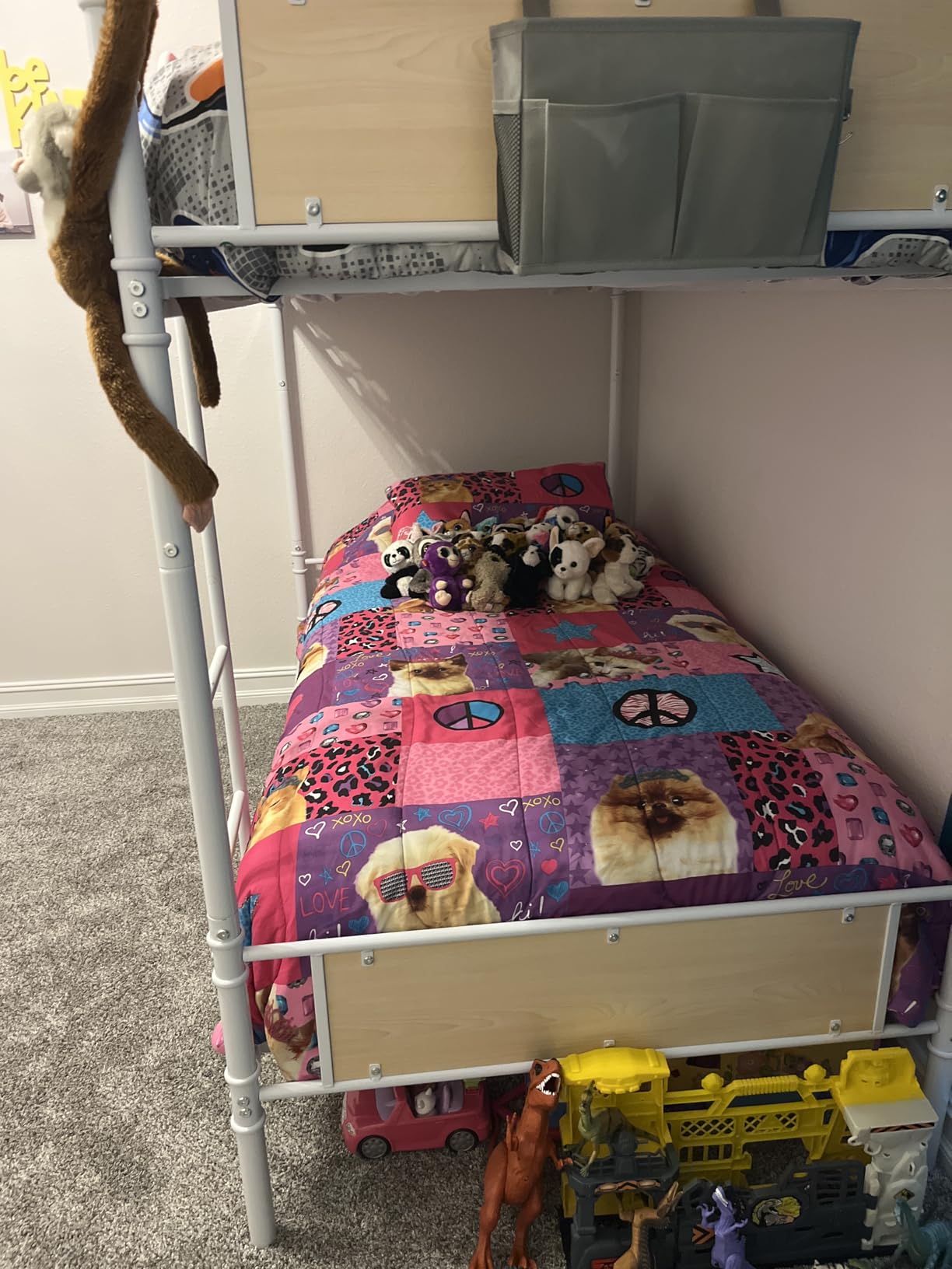 Jocoevol Metal Bunk Bed Twin Over Twin, Industrial Bunkbeds Heavy Duty Bed with Safety Guard Rails and Space-Saving Design, Steel Bed for School, Bedroom (Vintage Brown) customer photo 2