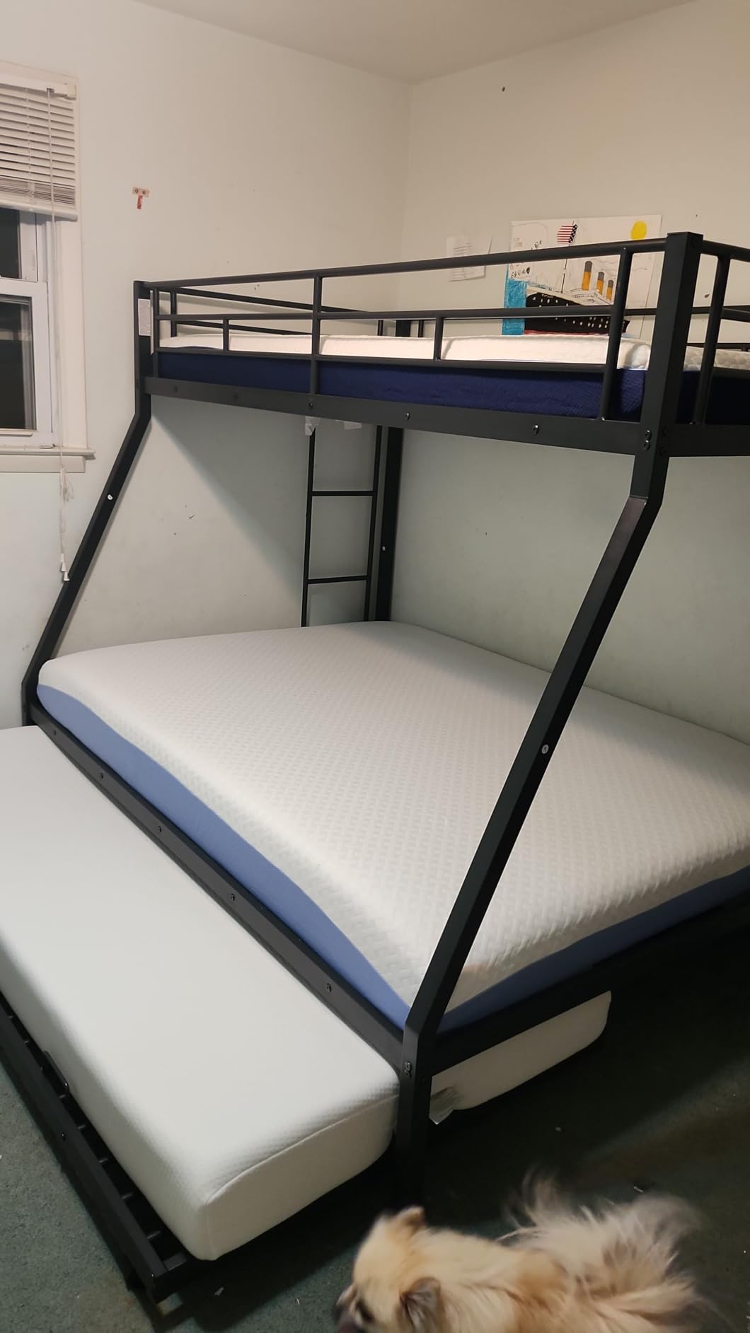 GIANTEX Metal Bunk Beds Twin Over Full Size, Heavy Duty Bunk Bed for Teens Adults with Ladder & Guardrails, Space Saving Metal Bunk Bed for Dorm, Bedroom, Apartment, No Box Spring Needed (Black) customer photo 1