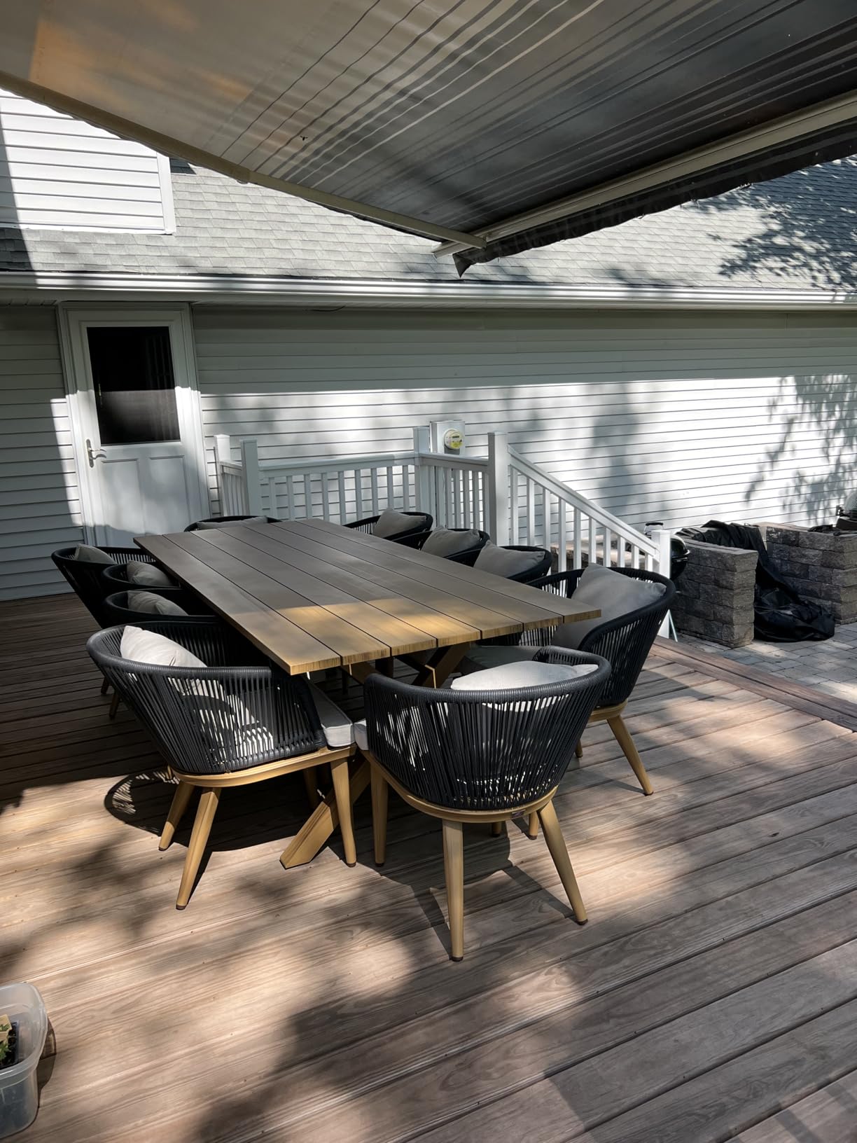 PURPLE LEAF 7 Pieces Patio Dining Set, Rectangular Table and Chairs, Grey customer photo 1