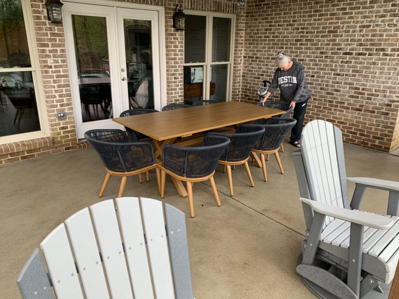 PURPLE LEAF 7 Pieces Patio Dining Set, Rectangular Table and Chairs, Grey customer photo 2