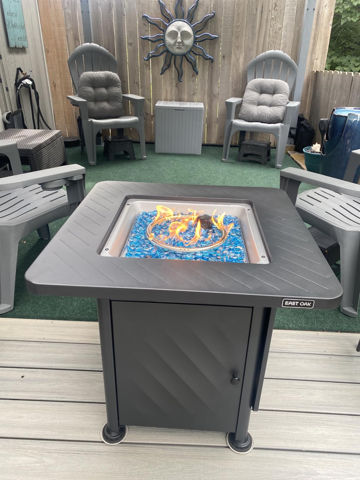 East Oak 28Inch Propane Fire Pit Table, 52,000 BTU customer photo 2