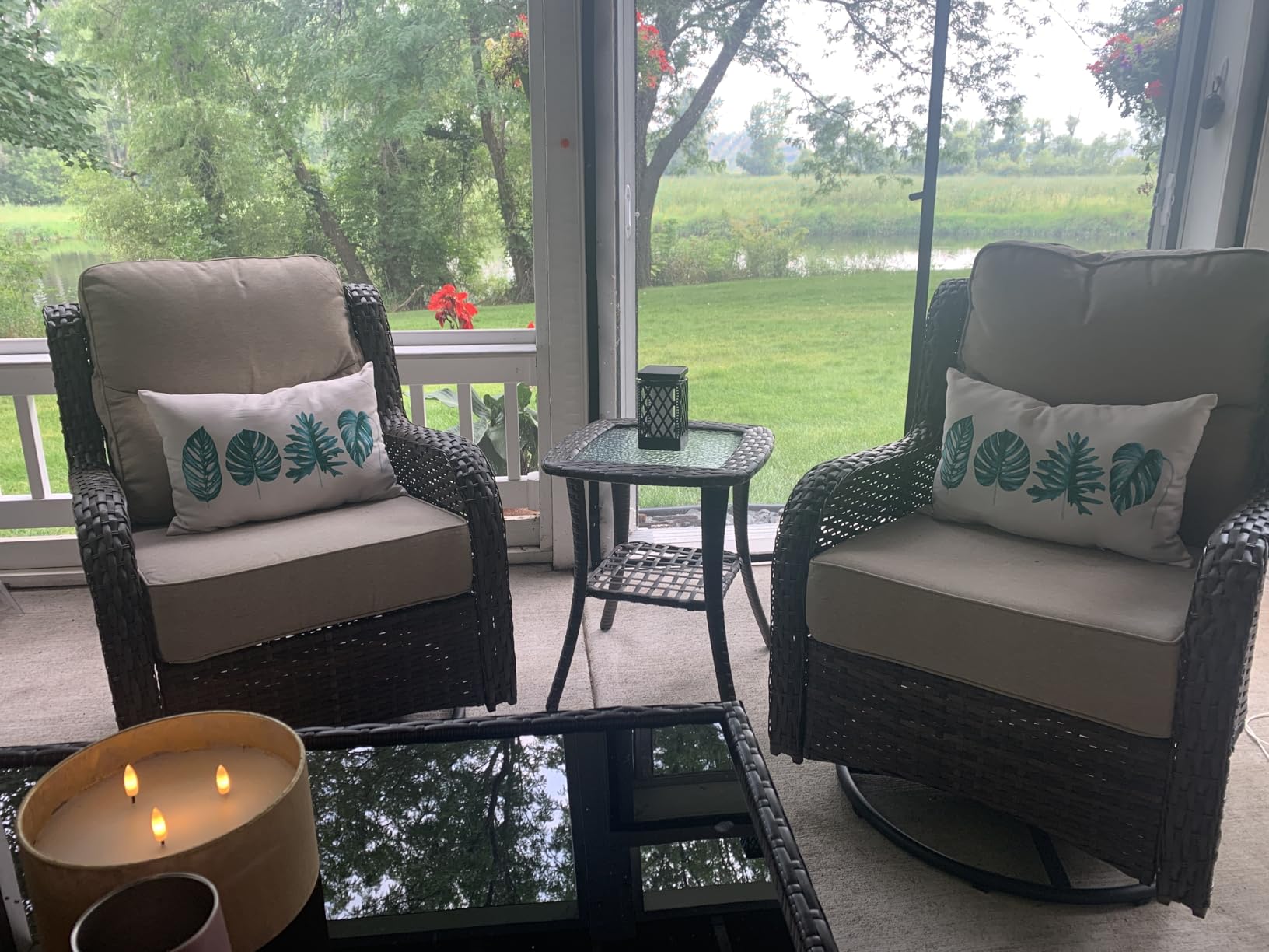 HILLGA Luxury Outdoor Swivel Rocker Patio Chairs of 2 with Side Table customer photo 2
