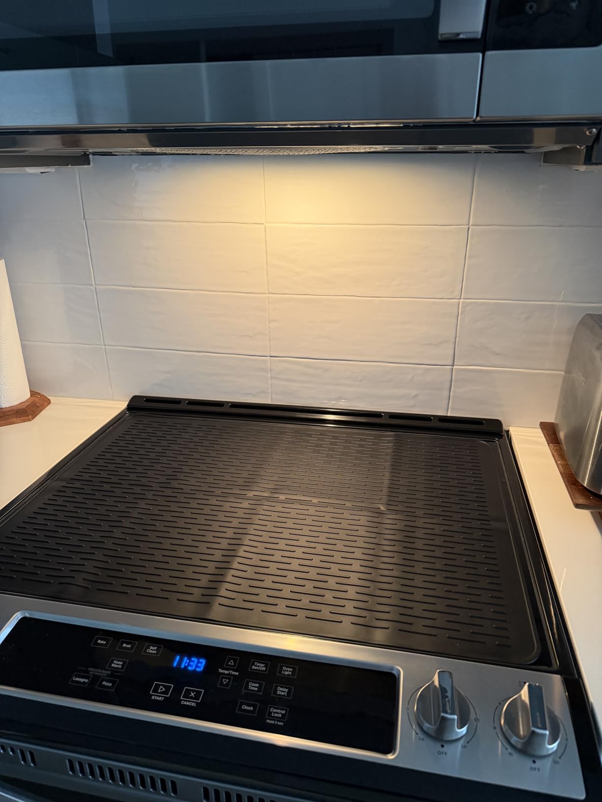 Stove Top Cover for Electric Stove- Range Covers for Electric Stove,Silicone XXL Dish Drying Mat, Glass Cooktop Covers, Flat RV Range top Mats (Black, 28