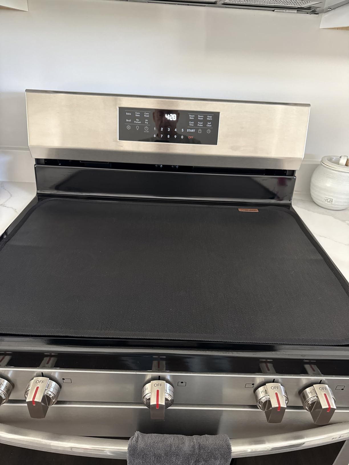 Fireproof Stove Top Covers for Electric Stove, Waterproof & Heat Resistant Mat for Glass Top, Stovetop Protector, Anti-Scratch, 30x21 Black customer photo 1
