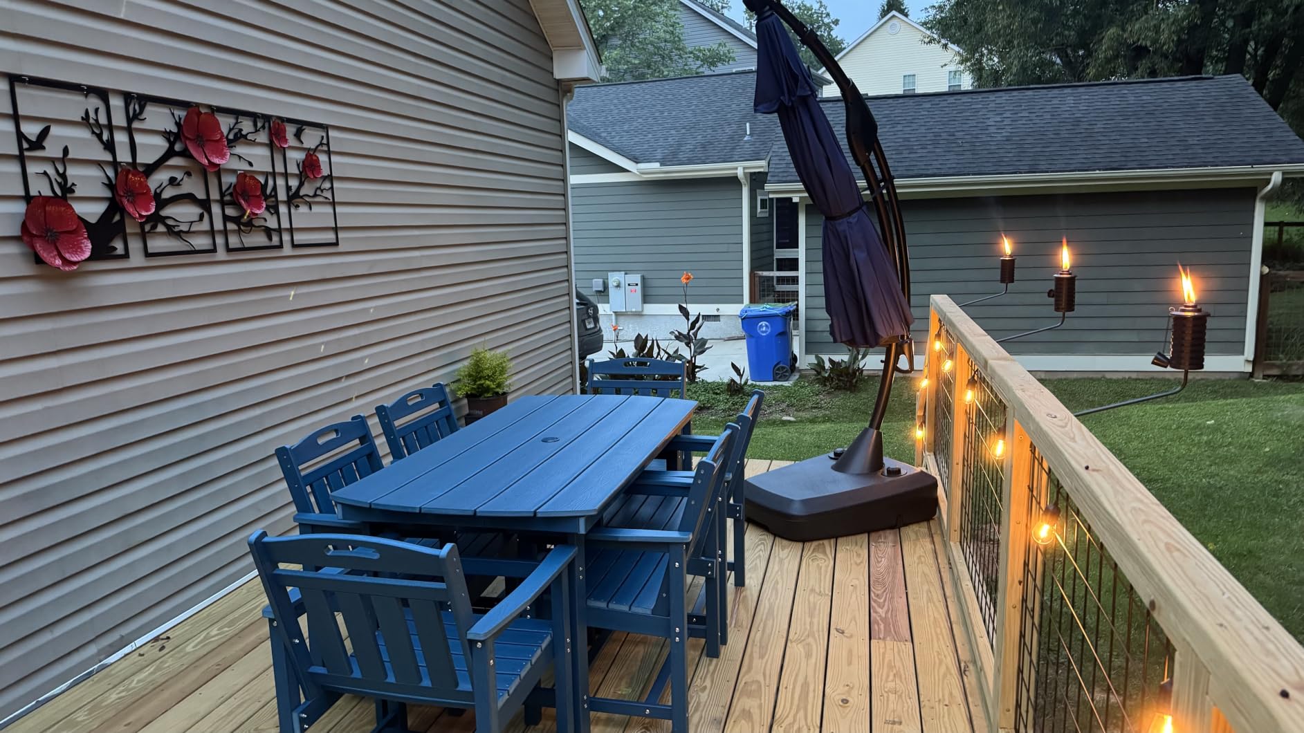 HDPE Outdoor Patio Dining Chairs with Wide Seat, Oversized, Teak customer photo 1