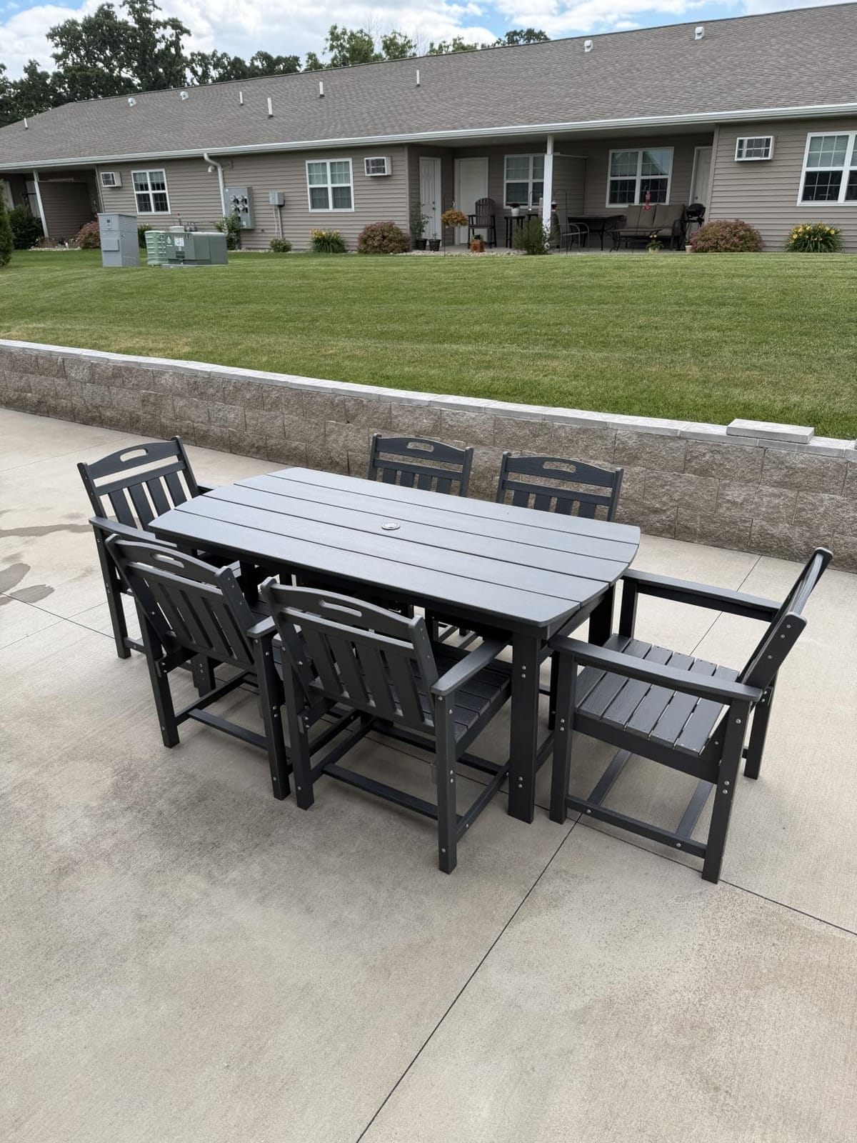 HDPE Outdoor Patio Dining Chairs with Wide Seat, Oversized, Teak customer photo 2