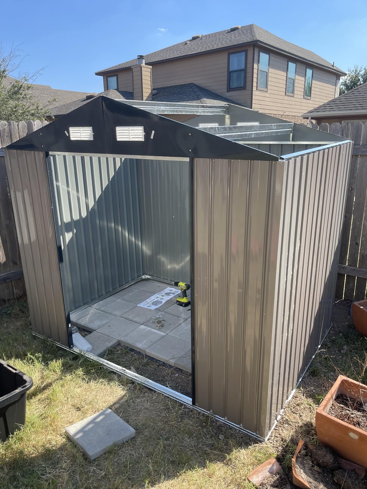 Aoxun 8'x6' Shed with Floor Galvanized Steel Outdoor Storage Shed Brown customer photo 1