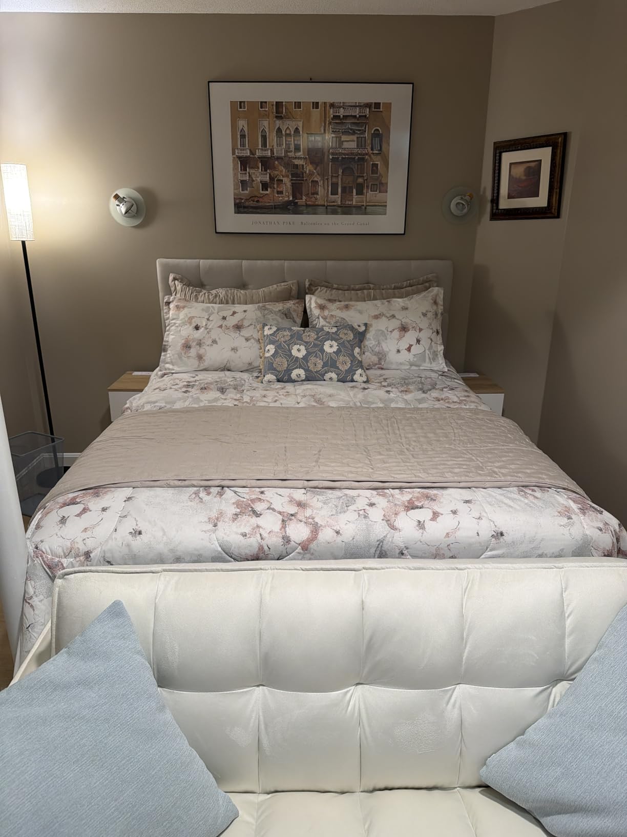 Linen Headboard King Size, Adjustable Height Headboard 37-51 in, Light Gray customer photo 1