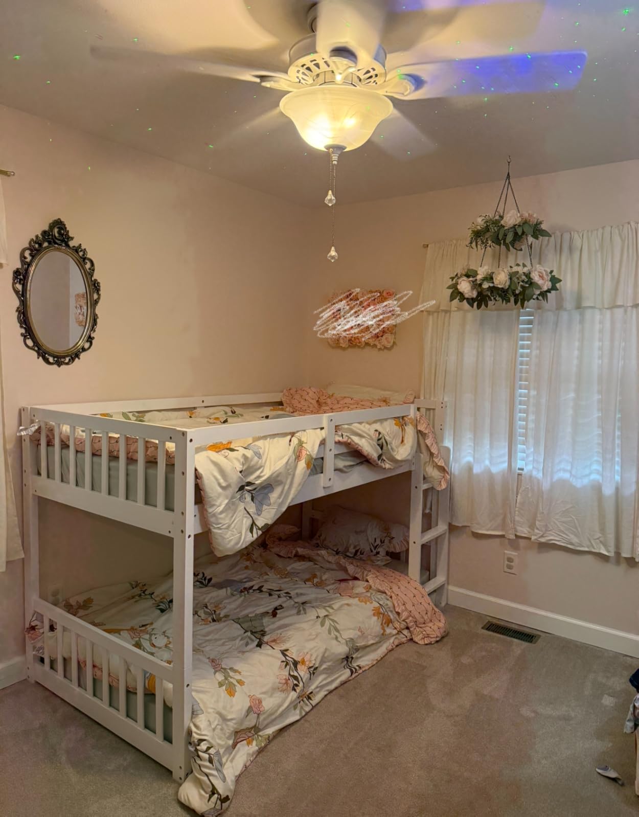 JOYMOR Solid Wood Low Twin Over Twin Bunk Bed for Kids/Junior, Bunk Bed Frame with Guardrails & Ladder for Boys Girls, No Box Spring Needed (Black) customer photo 2