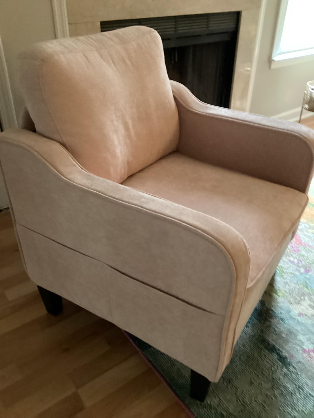 Accent Chair for Living Room, Mid Century Modern Reading Chair for Bedroom, Upholstered Armchair with Side Pockets, Comfy Single Sofa Side Chair for Office, Apartment, Small Room, Teal Green customer photo 1