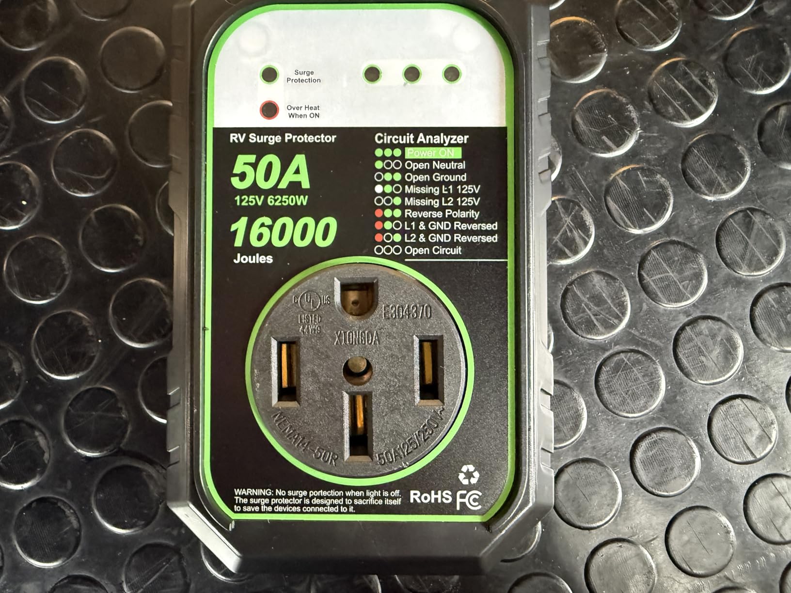 30000J 50Amp RV Surge Protector 50 Amp Flag Design - Upgraded Power Surges Voltage Protection Circuit Analyzer IP68 Waterproof Cover for 50A RVS Camper Trailer Must Haves (50Amp, Orange) customer photo 2