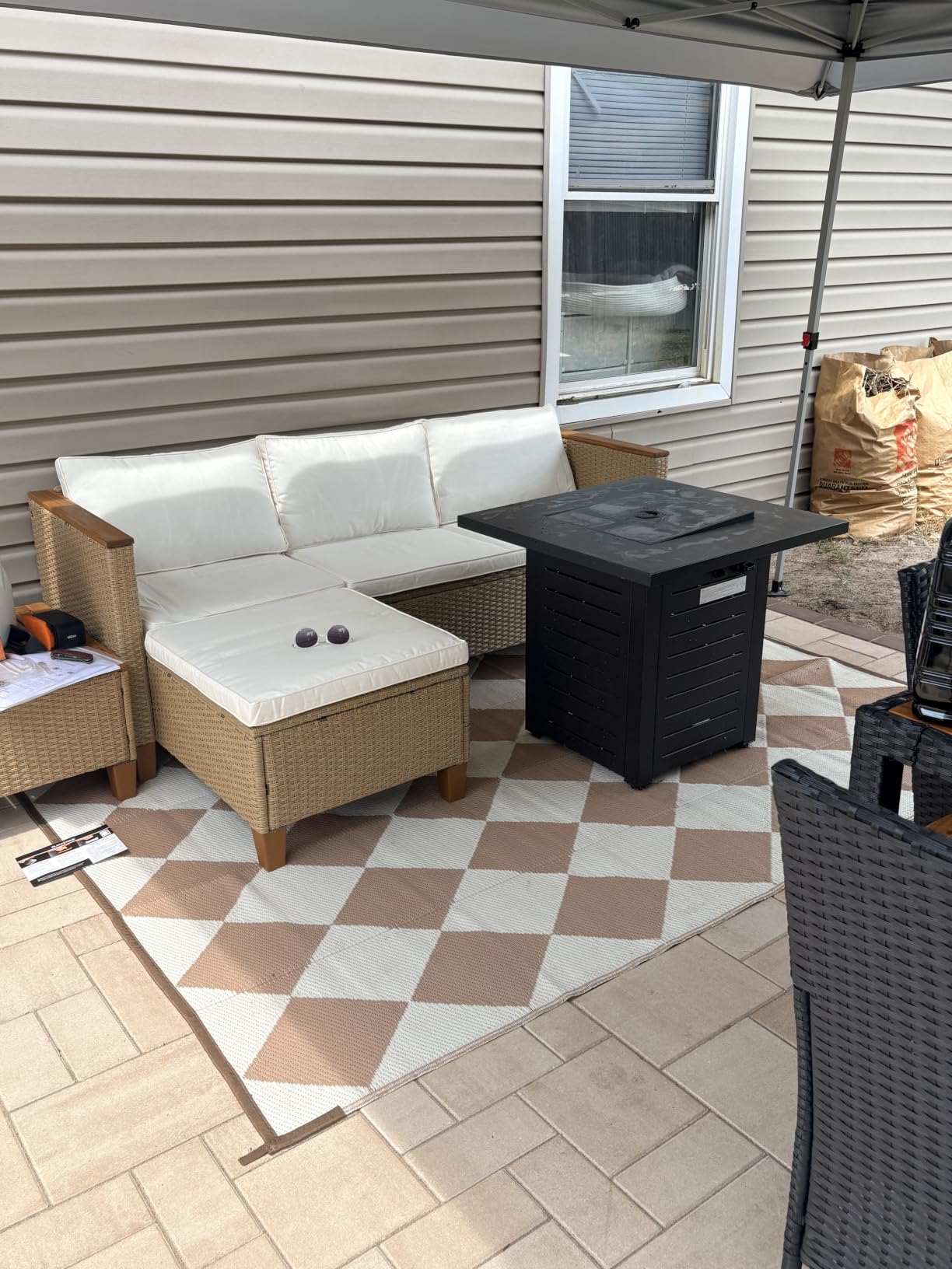 HERA'S HOUSE 3-Piece Wicker Patio Sectional Furniture Set, 4-Seat, Yellow customer photo 1