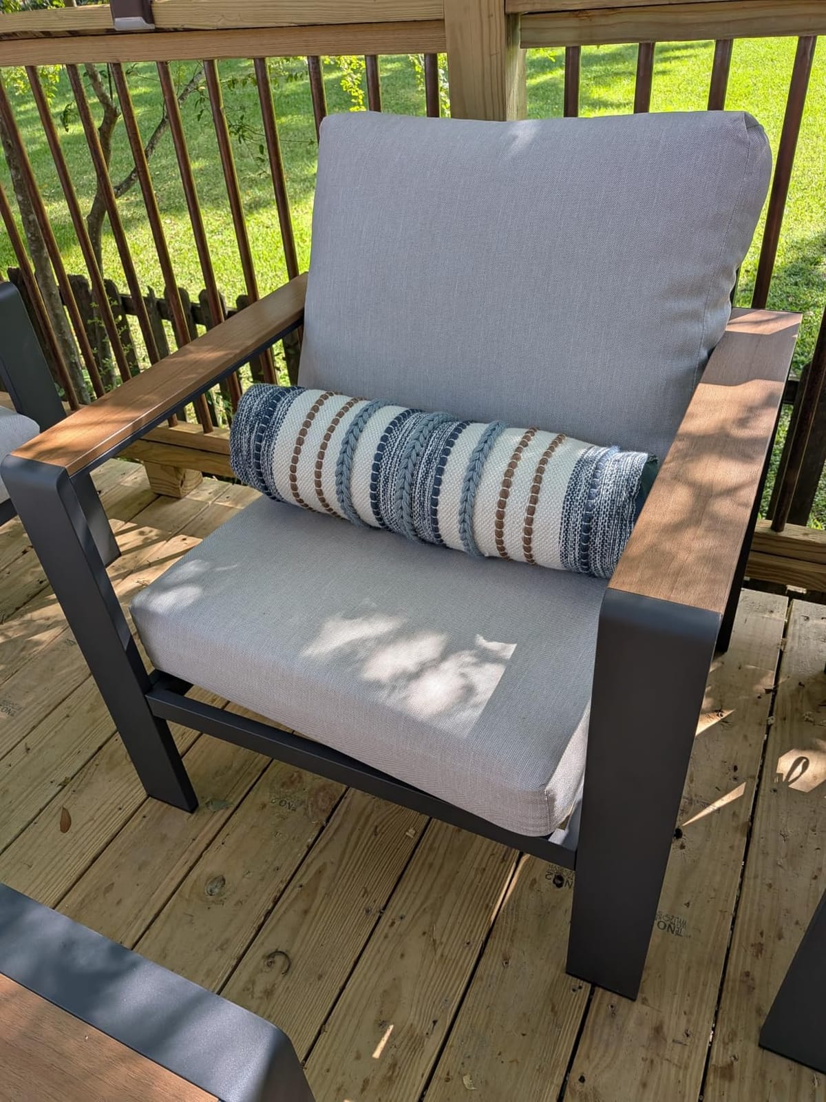 Aluminum Outdoor Patio Furniture Set with Coffee Table, 5 Piece Patio Conversation Sets, Outdoor Sectional Furniture for Porch, Balcony, Yard, Gray customer photo 2