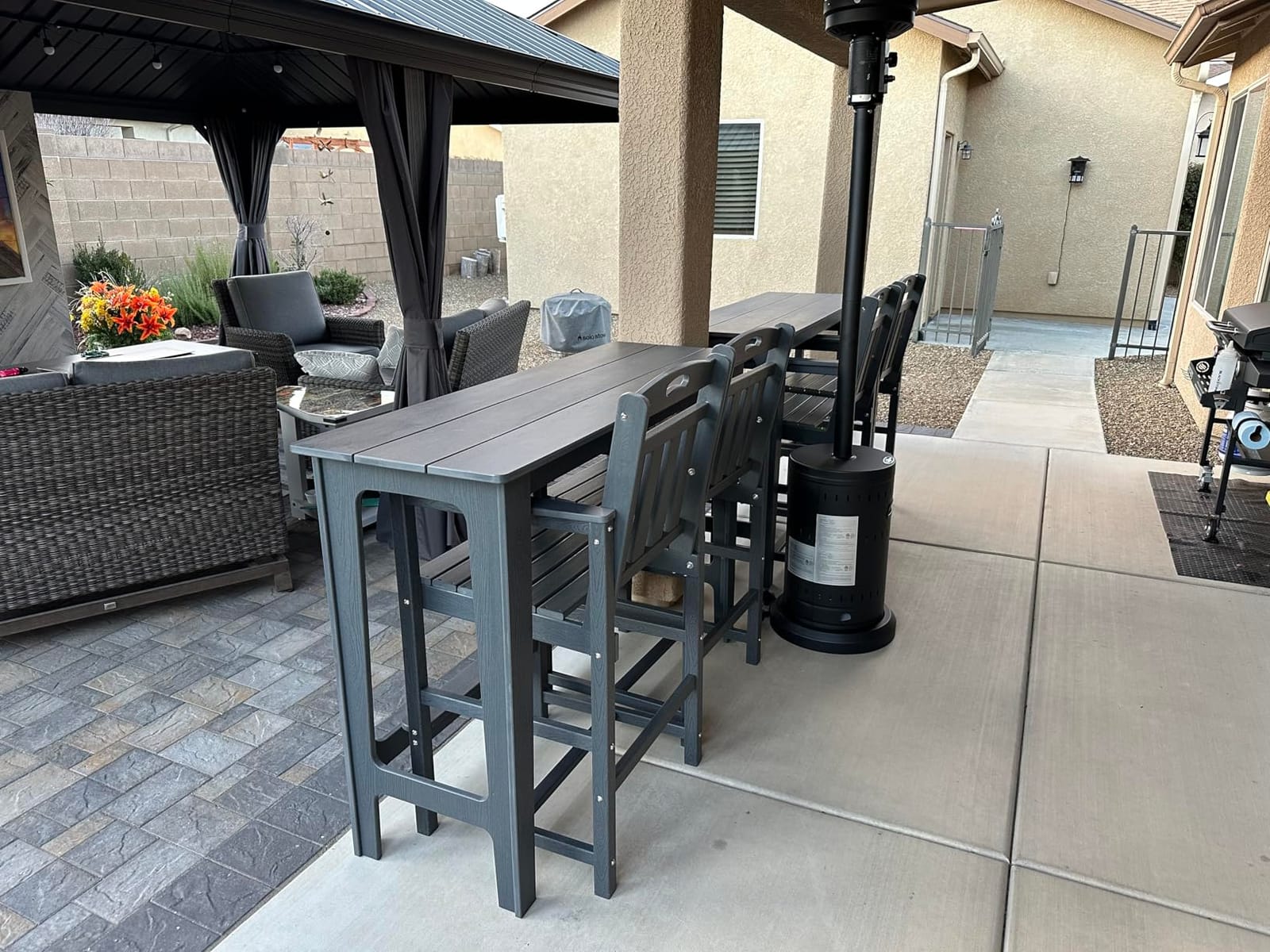 Ciokea 3 Pcs Outdoor Bar with Stools Set, 60