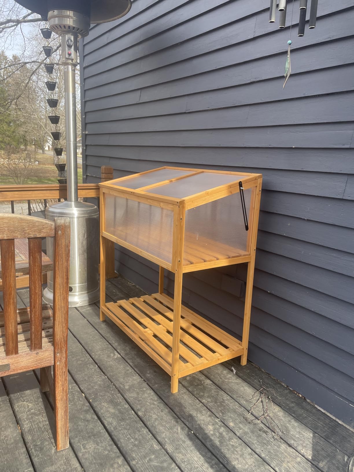 Giantex Wood Cold Frame Greenhouse, Portable Raised Planter Bed Protection with Transparent Flip-top Roof, Small Indoor Outdoor Hot House for Garden Sunroom Balcony, 37”x25”x16” customer photo 2
