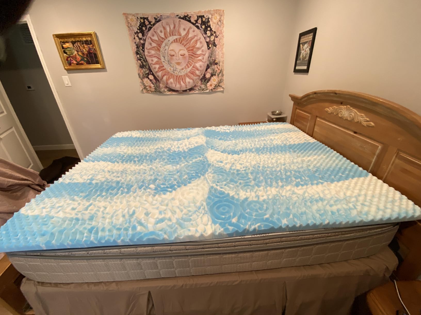 3 Inch 5-Zone Cooling Gel Memory Foam Mattress Topper Full, Pressure Relief for Back & Hip Pain, Soft Reversible Pad for Dorm RV Camping, CertiPUR-US Certified, Blue customer photo 2