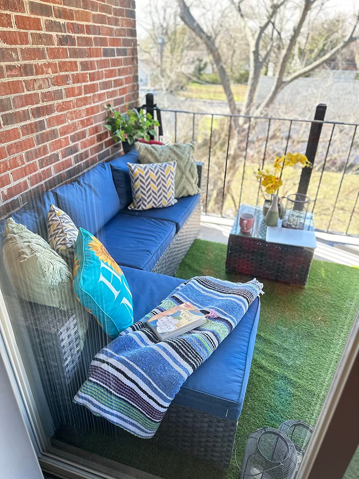 SUNLEI Patio Furniture Set with Detachable Soft Cushions, Outdoor PE Rattan Patio Conversation Sofa Set, 3-Piece Patio Sectional Sofa with Glass Coffee Table (Black Rattan&Charcoal) customer photo 2