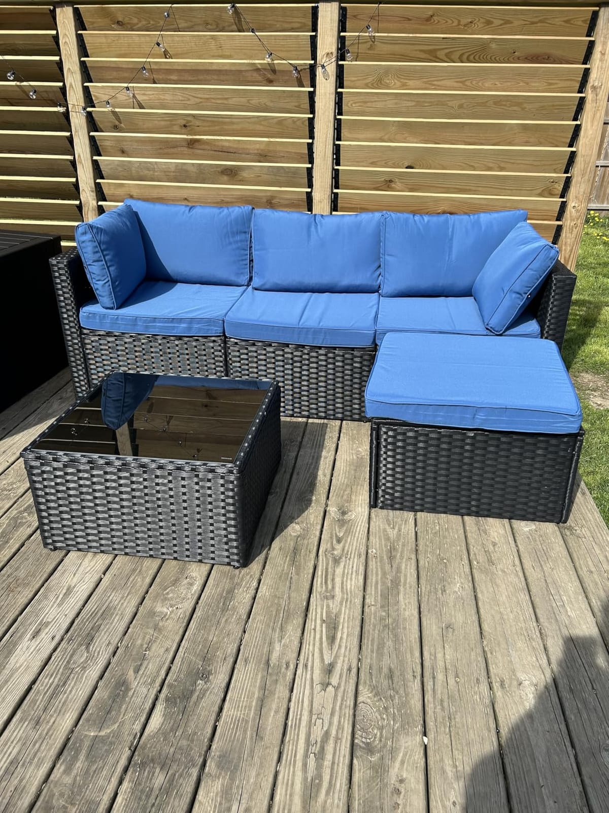 Aoxun Patio Furniture Set 5-Piece, Outdoor Sectional Sofas with Washable Cushion, Wicker Rattan Patio Conversation Sets for Backyard Porch and Poolside, Beige customer photo 1