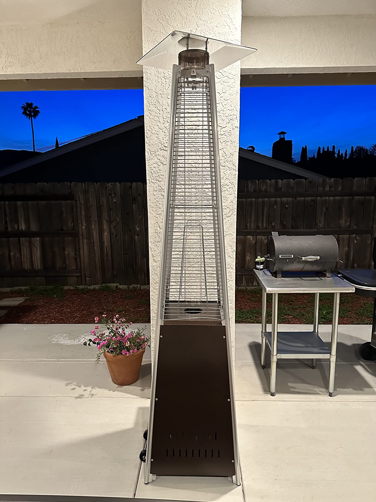 NAVINE 48,000 BTU Pyramid Patio Heater with Wheels, Cover, Dark Black customer photo 1