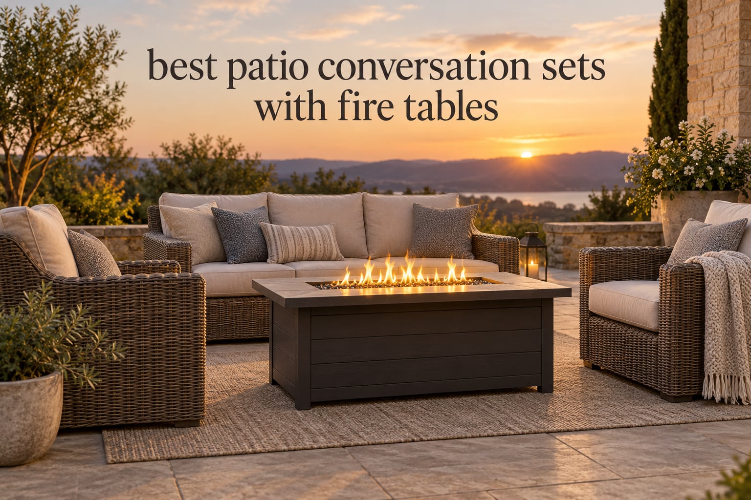 best patio conversation sets with fire tables